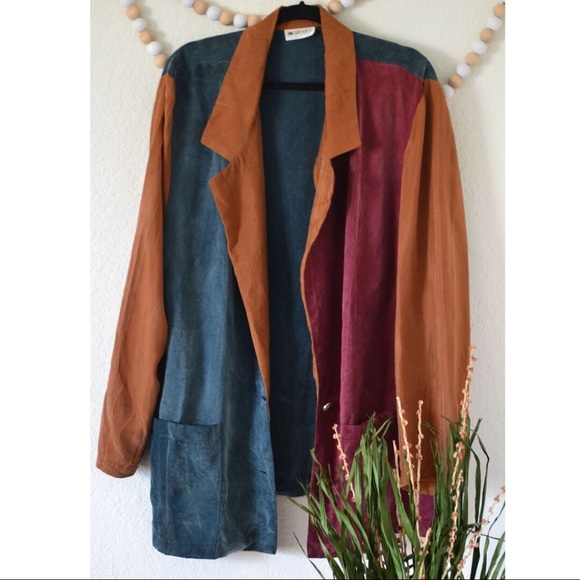 Jackets & Blazers - Suede color block blazer